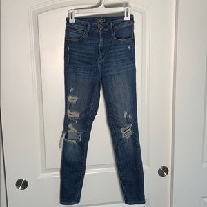 A&F Simone High Rise Super Skinny Ripped Jeans
